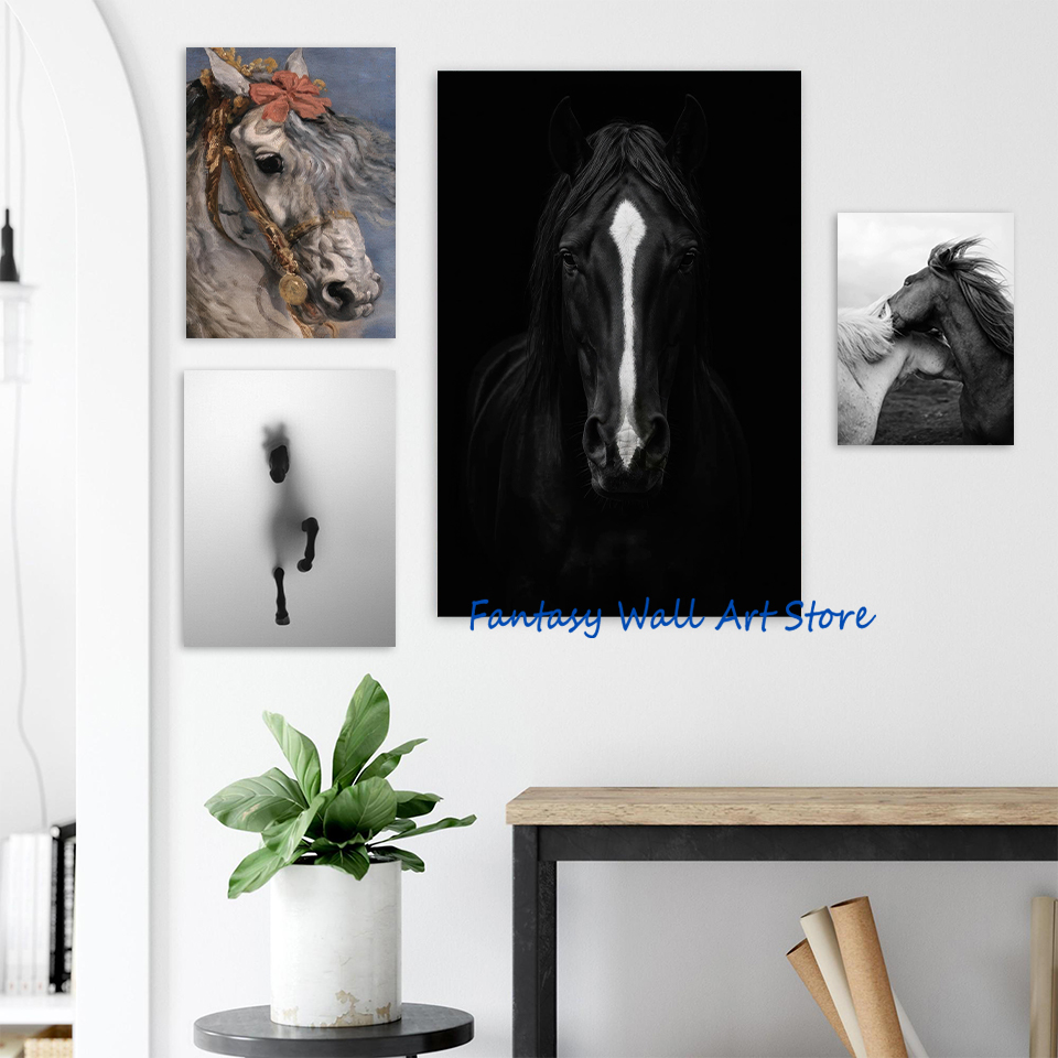 黒馬の写真ヴィンテージ高級ウォールアート頑丈な馬馬術写真プリ - Luxury Lifestyle Picture のレビューと価格